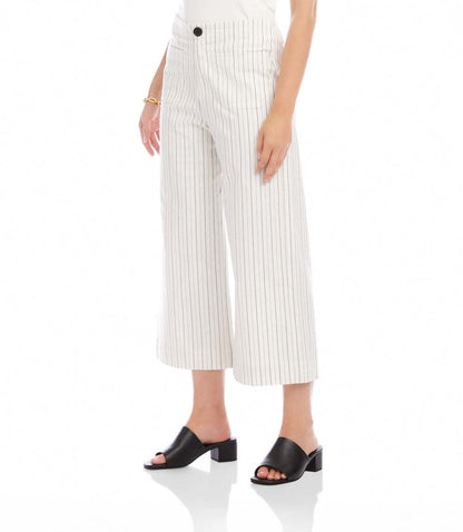 Stripe Cropped Wide-Leg Pants