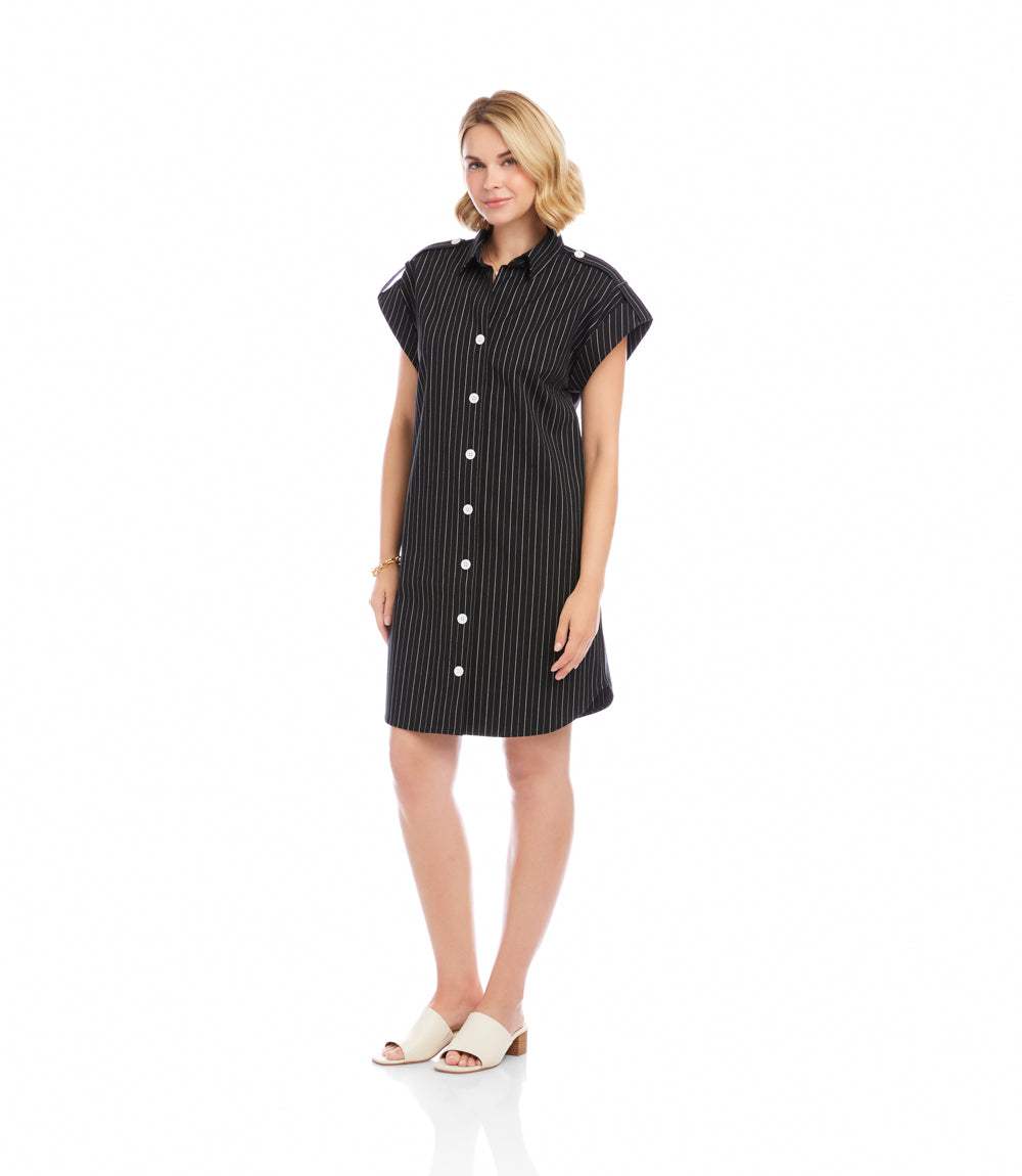 Stripe Cap Sleeve Shirtdress