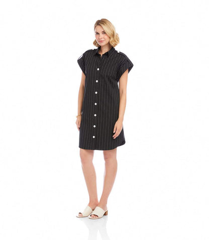 Stripe Cap Sleeve Shirtdress