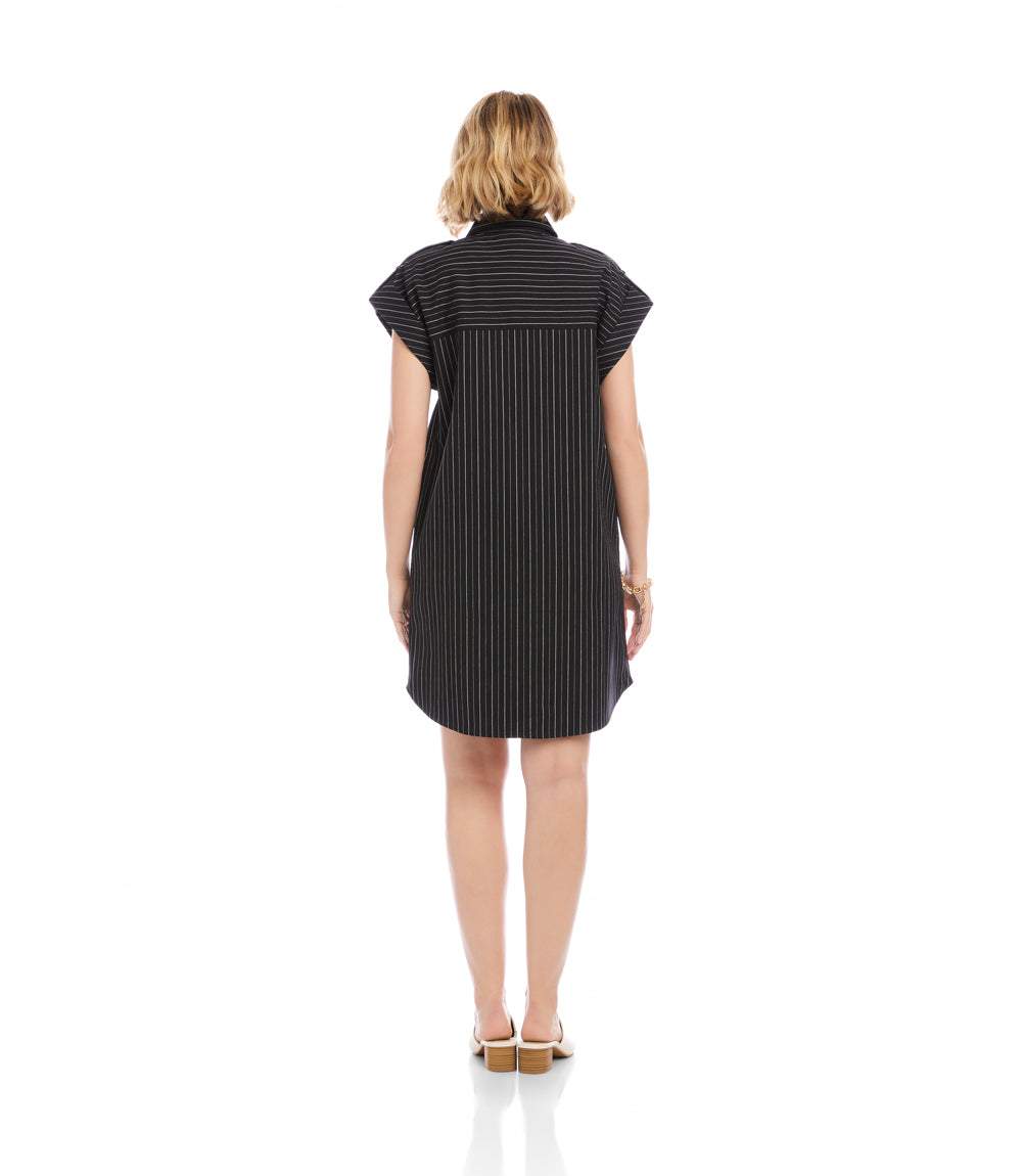 Stripe Cap Sleeve Shirtdress