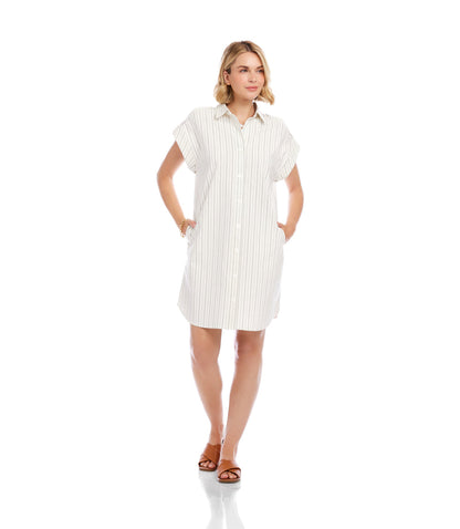 Stripe Cap Sleeve Shirtdress