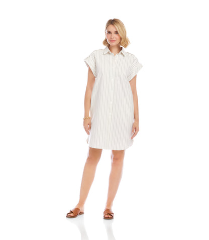 Stripe Cap Sleeve Shirtdress