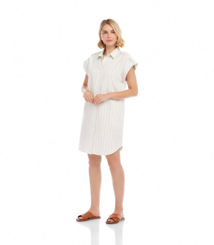 Stripe Cap Sleeve Shirtdress