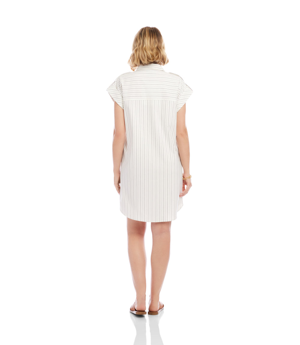 Stripe Cap Sleeve Shirtdress