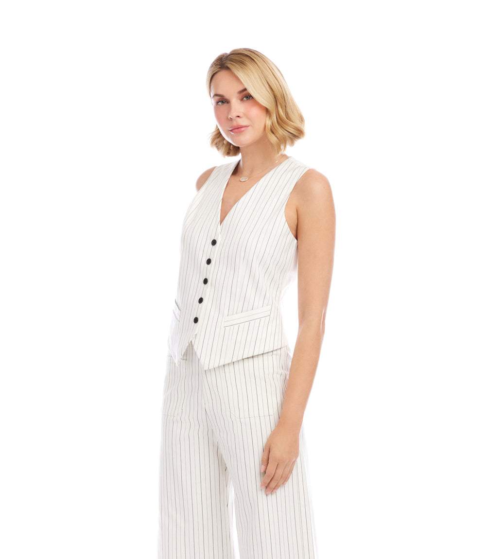 Stripe Button-Up Vest