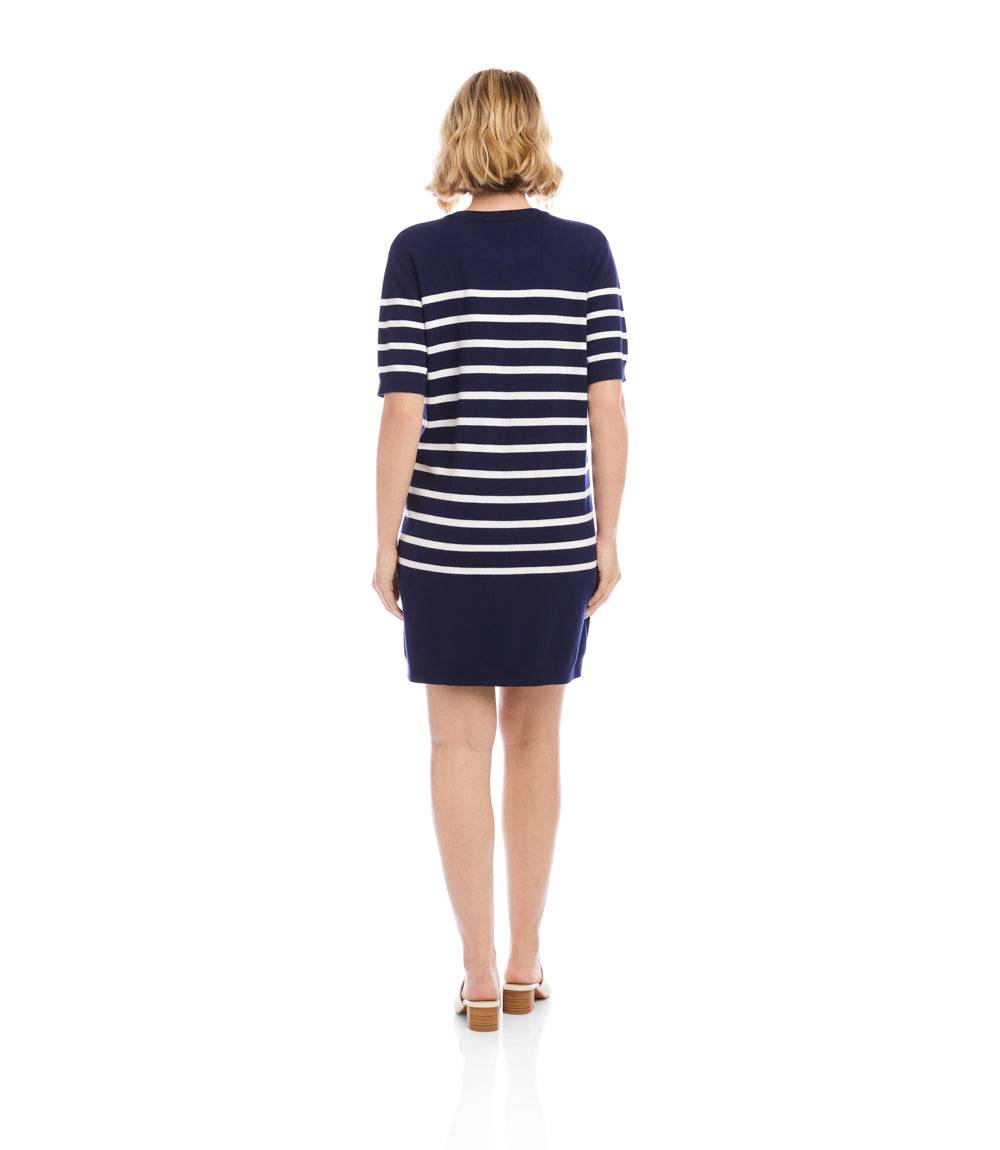 Short Sleeve Henley Sweater Dress
