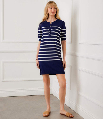 Short Sleeve Henley Sweater Dress