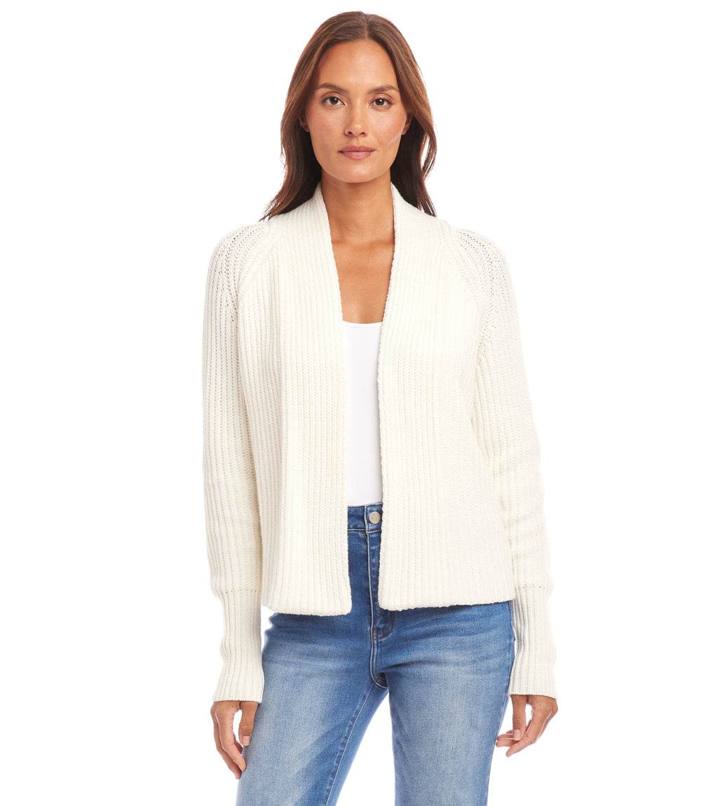 Cropped Open Front Cardigan Sweater