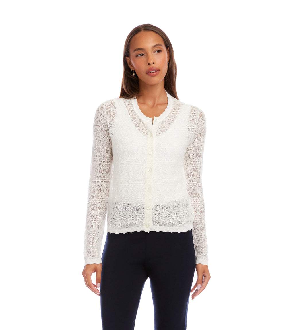 Pointelle Cardigan Sweater