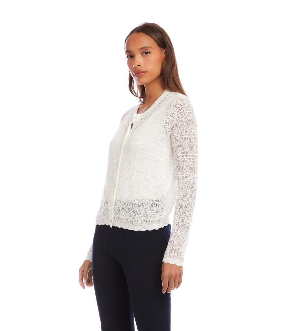 Pointelle Cardigan Sweater