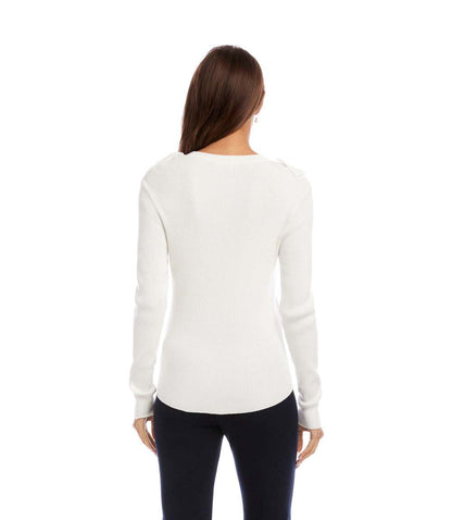 Ruffle V-Neck Sweater