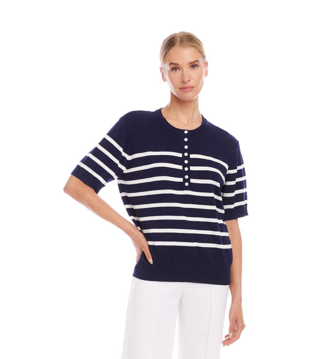 Henley Stripe Sweater