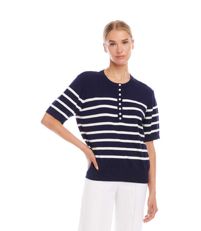 Henley Stripe Sweater
