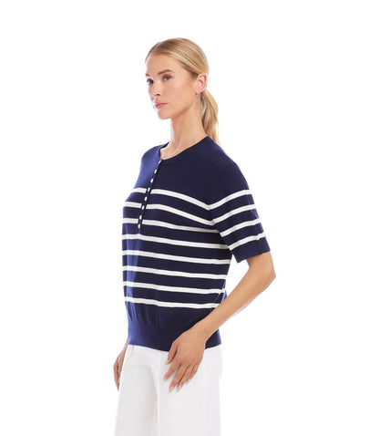 Henley Stripe Sweater