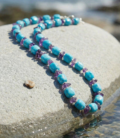 Larimar And Amethyst Beaded Necklace