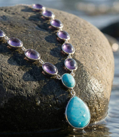 Larimar And Amethyst Necklace