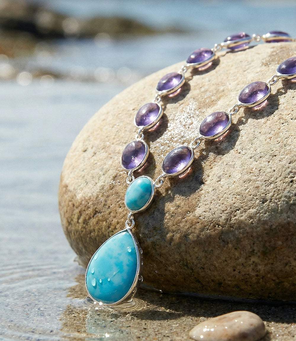 Larimar And Amethyst Necklace