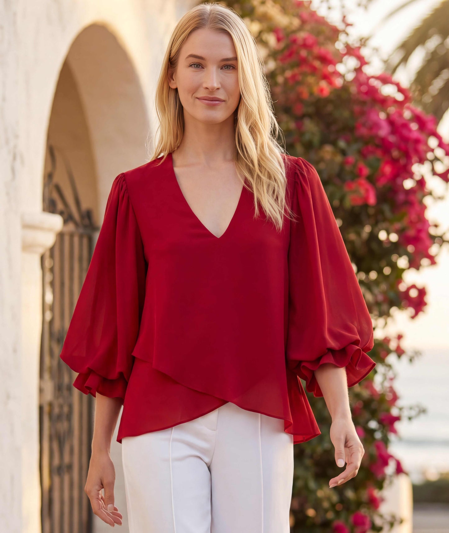 Layered Sleeve Asymmetric Top