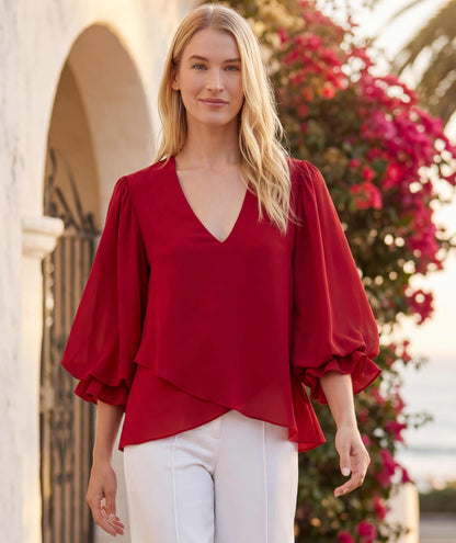 Layered Sleeve Asymmetric Top