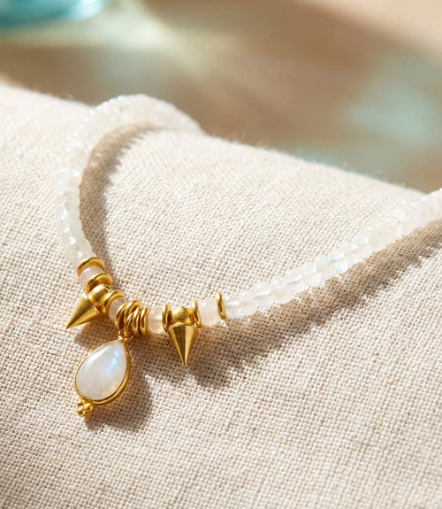 Moonstone Pendant And Charm Necklace
