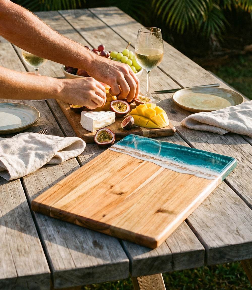 Ocean Waves Wooden Serving Tray