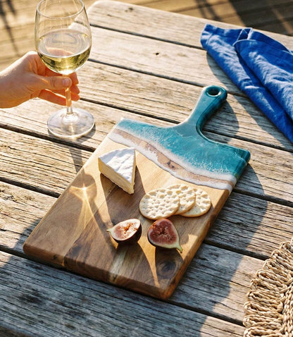 Ocean Waves Wooden Tray With Handle