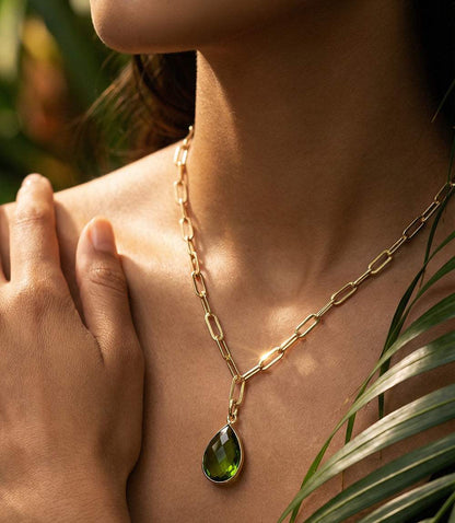 Peridot Gemstone Teardrop Necklace