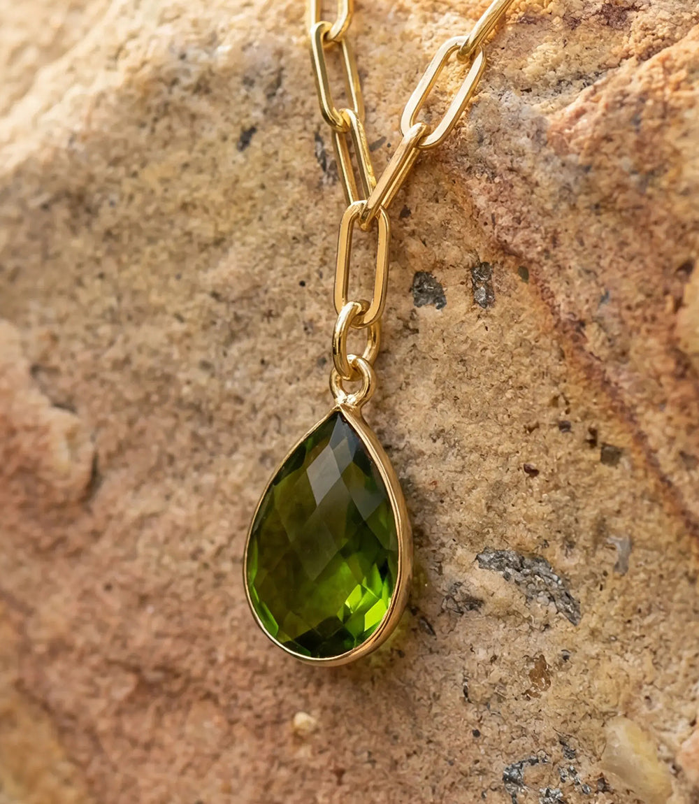Peridot Gemstone Teardrop Necklace