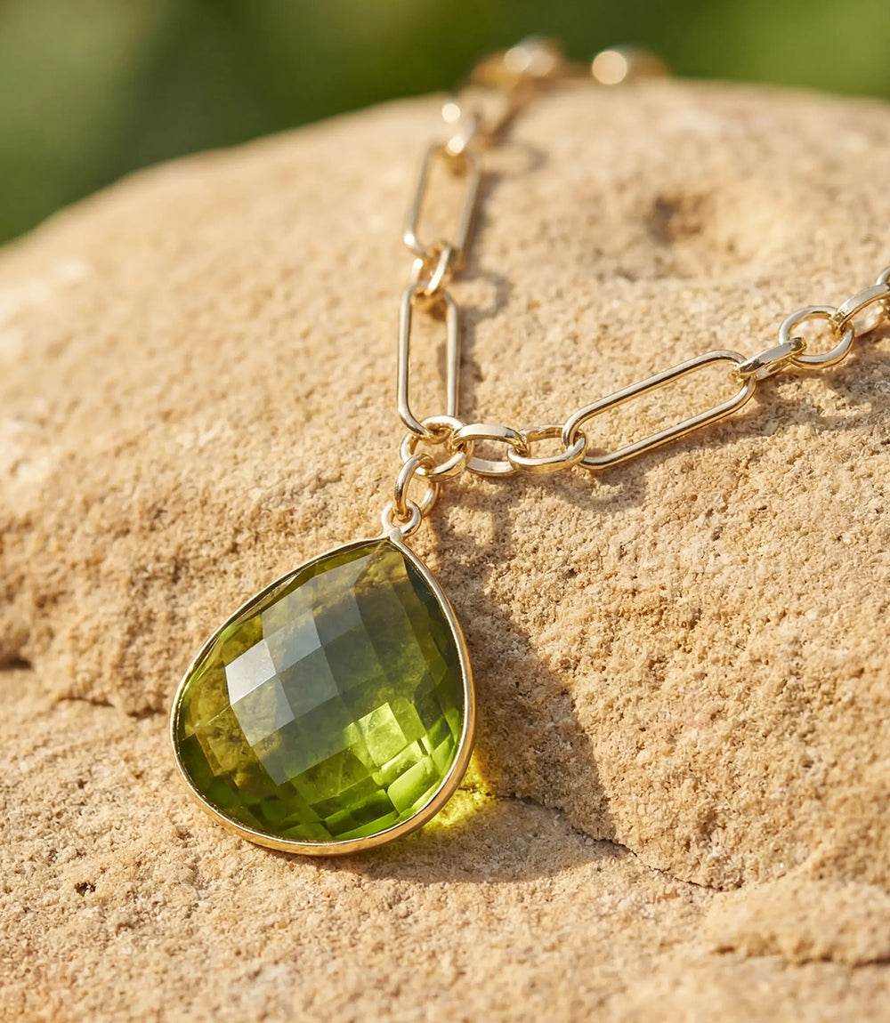 Peridot Quartz Pendant Necklace