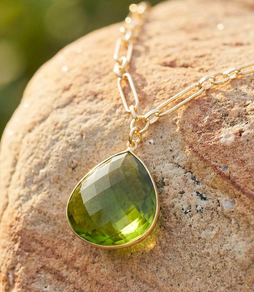 Peridot Quartz Pendant Necklace