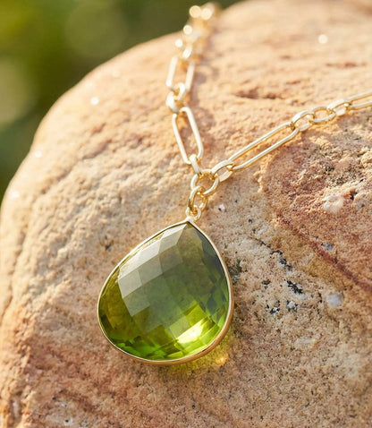 Peridot Quartz Pendant Necklace