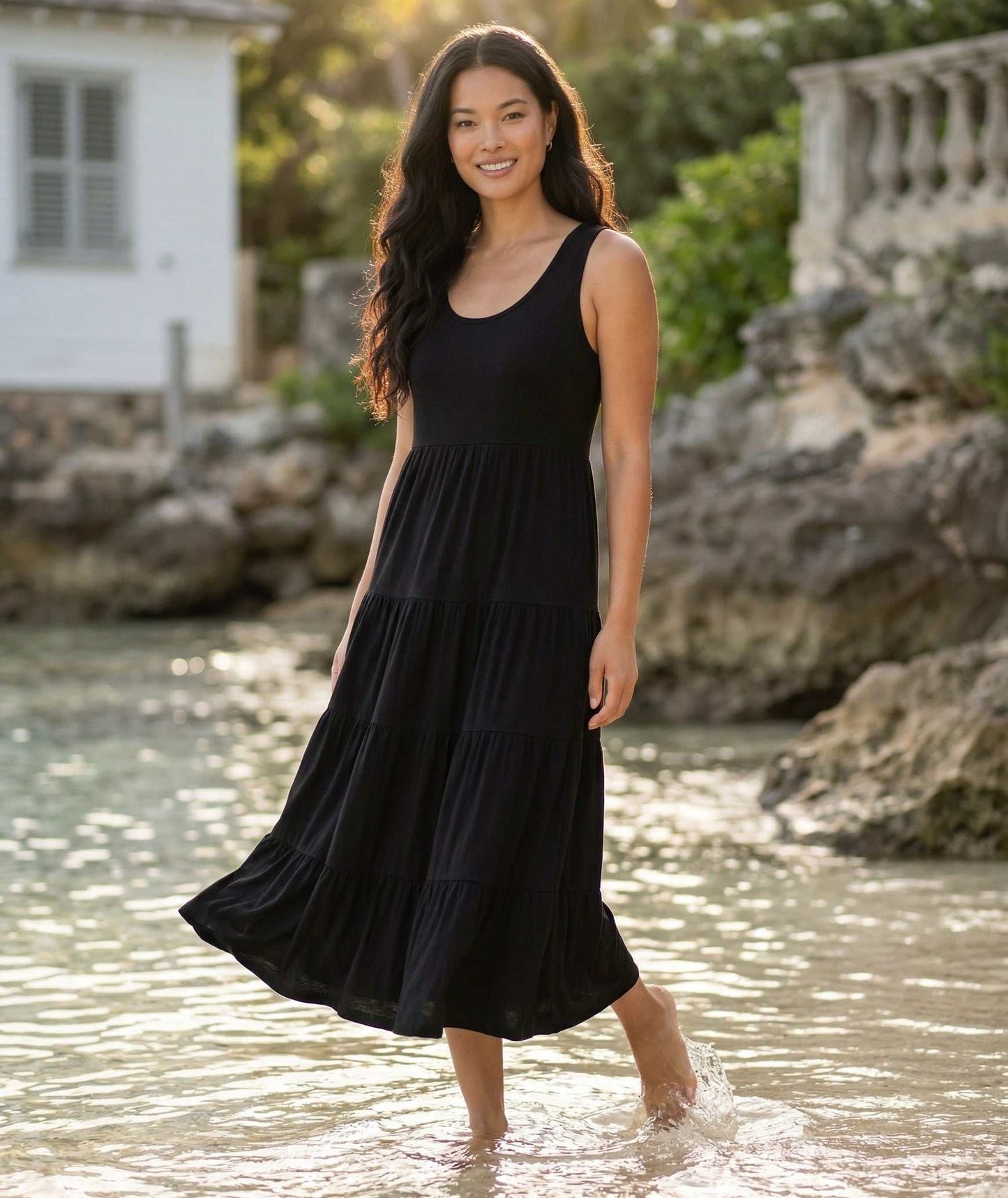 Petite Size Tiered Midi Dress