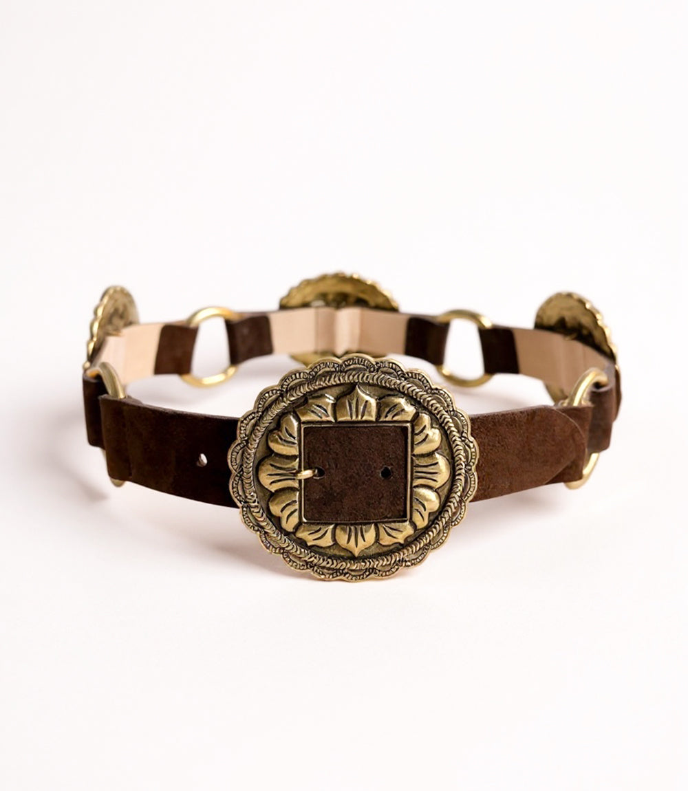 Streets Ahead Embellished Concho Leather Belt