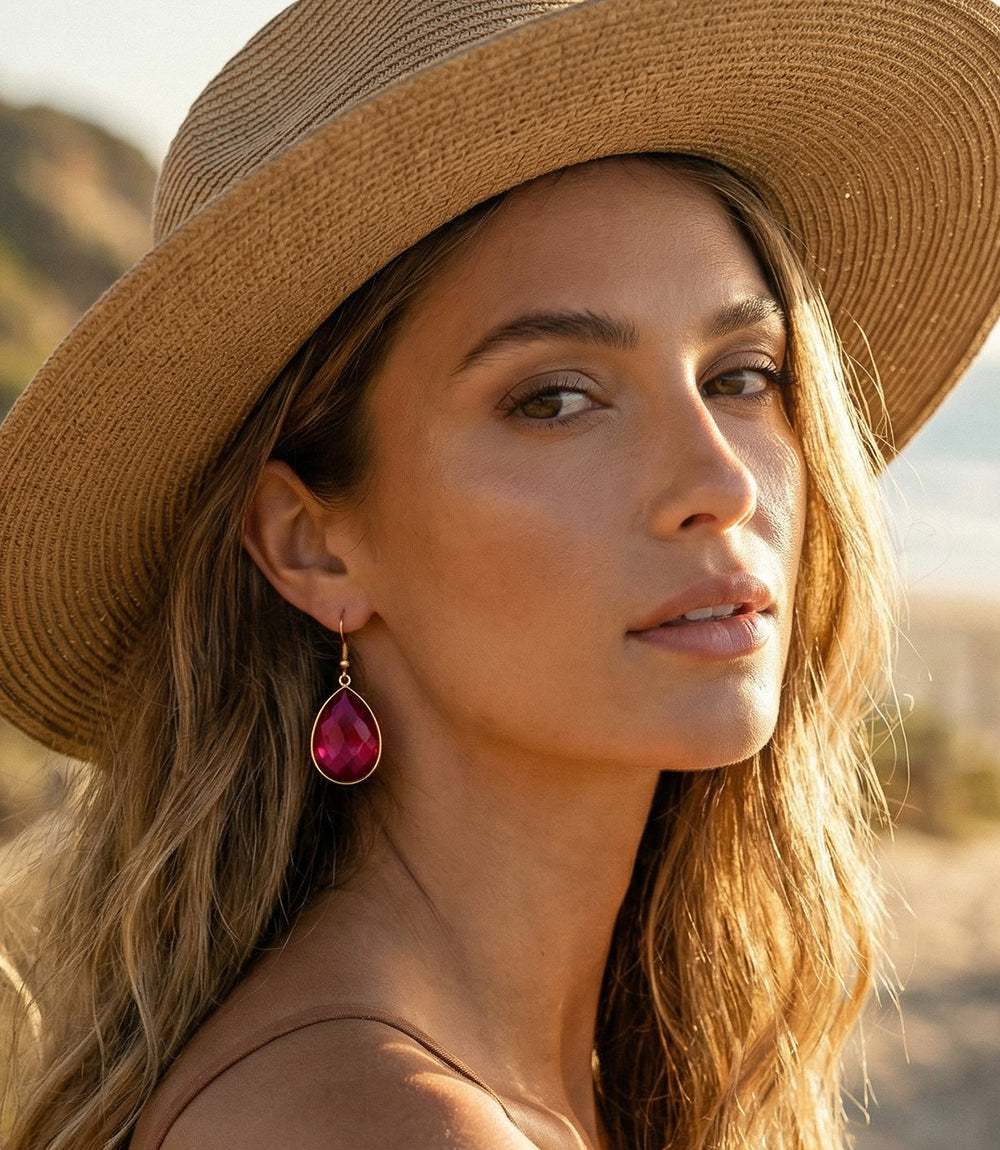Pink Quartz Teardrop Earrings