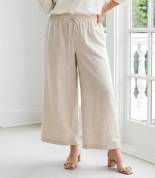 Plus Size Drawstring Linen Pants