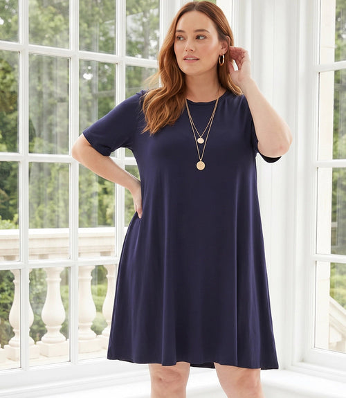 Plus Size Short Sleeve A-Line Dress