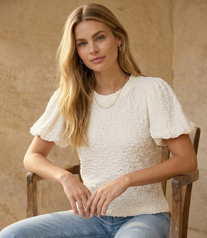 Puff Sleeve Textured Top