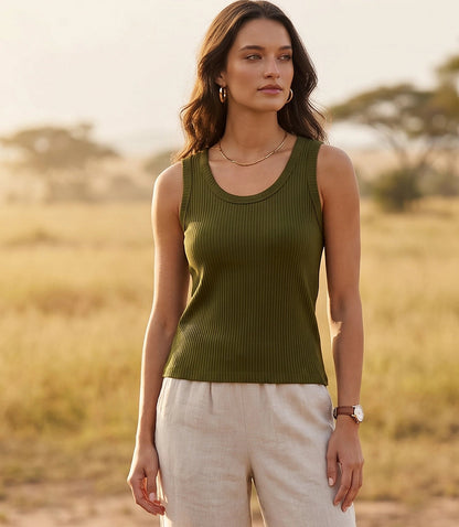 Ribbed Scoop Neck Tank
