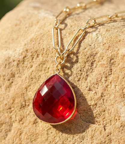 Ruby Quartz Pendant Necklace