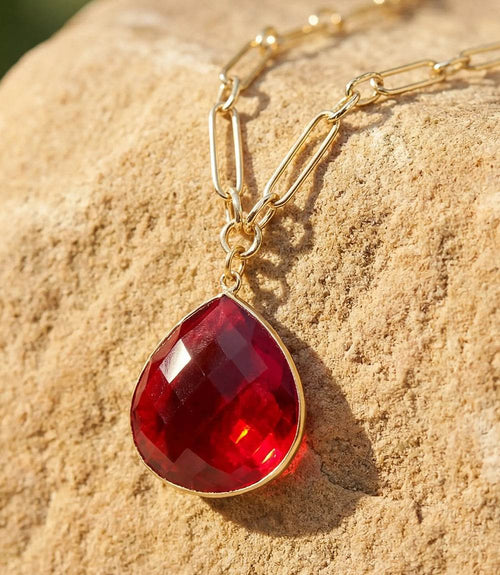Ruby Quartz Pendant Necklace