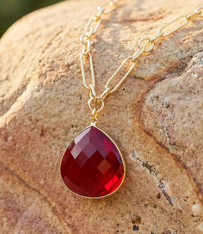 Ruby Quartz Pendant Necklace