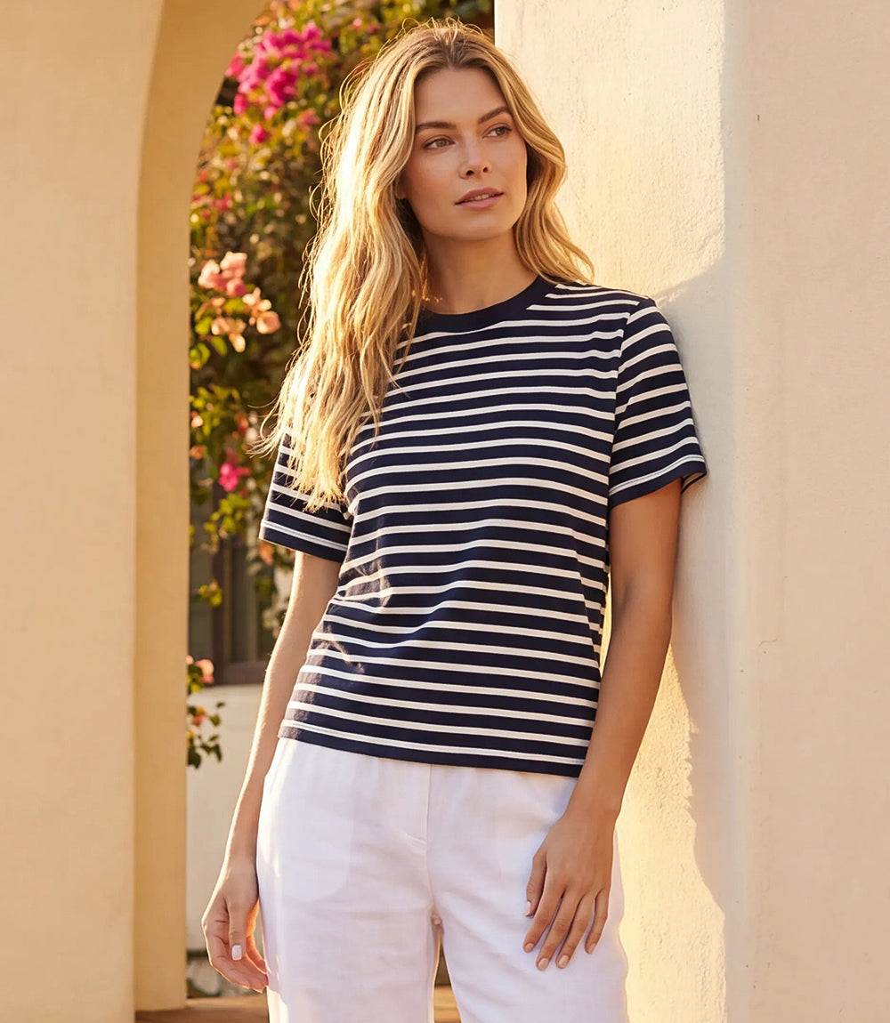 Stripe Short Sleeve Top