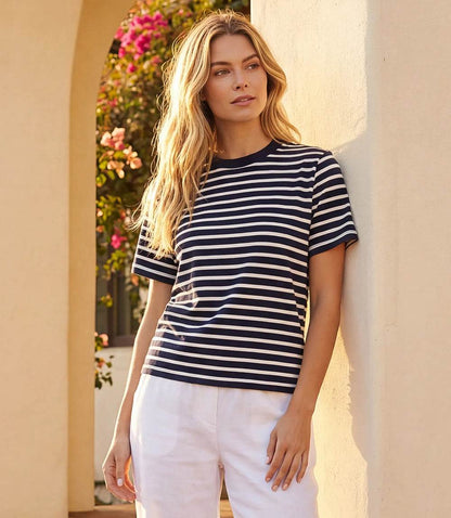 Stripe Short Sleeve Top