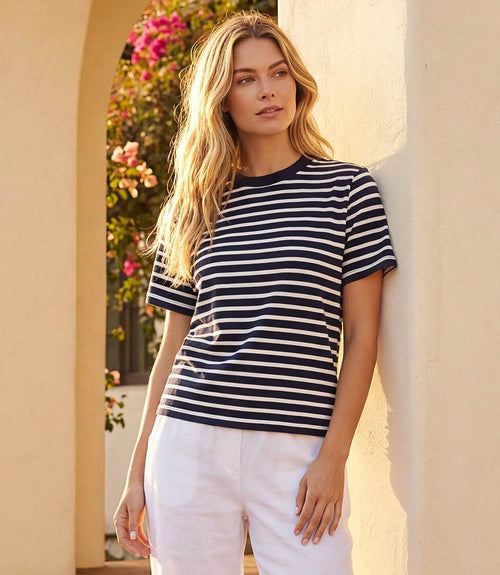 Stripe Short Sleeve Top