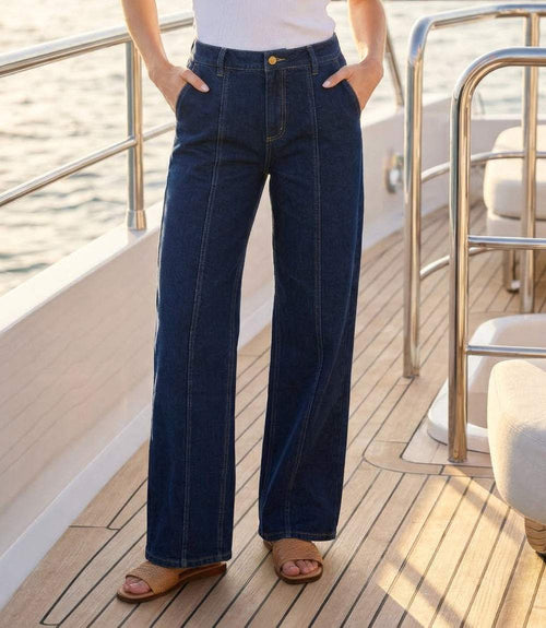 Seam Detail Wide-Leg Jeans