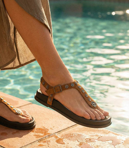 Seychelles Sunday Funday T-Strap Studded Sandals
