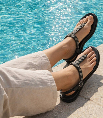 Seychelles Sunday Funday T-Strap Studded Sandals