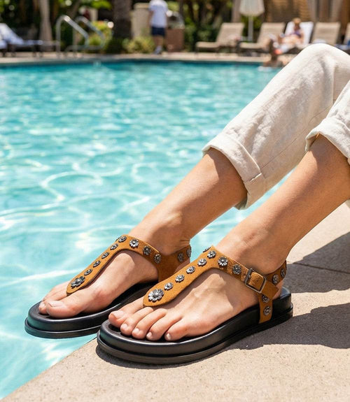 Seychelles Sunday Funday T-Strap Studded Sandals