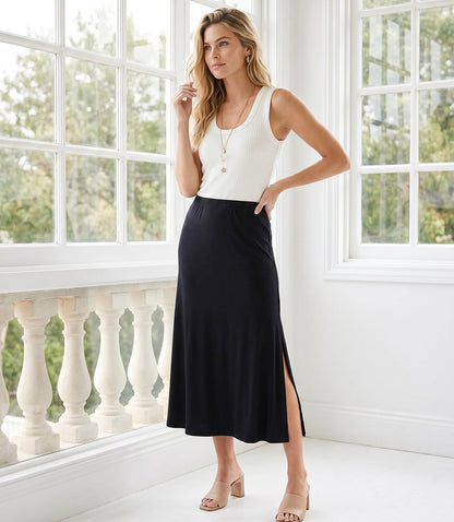 Side-Slit Midi Skirt