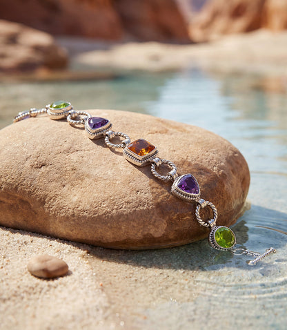 Sterling Silver Gemstone Link Bracelet